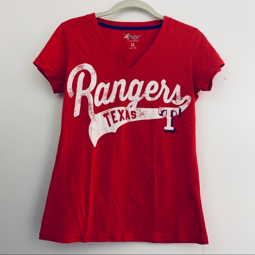 NEW MLB Texas Rangers G-III Apparel Red Vneck XS
